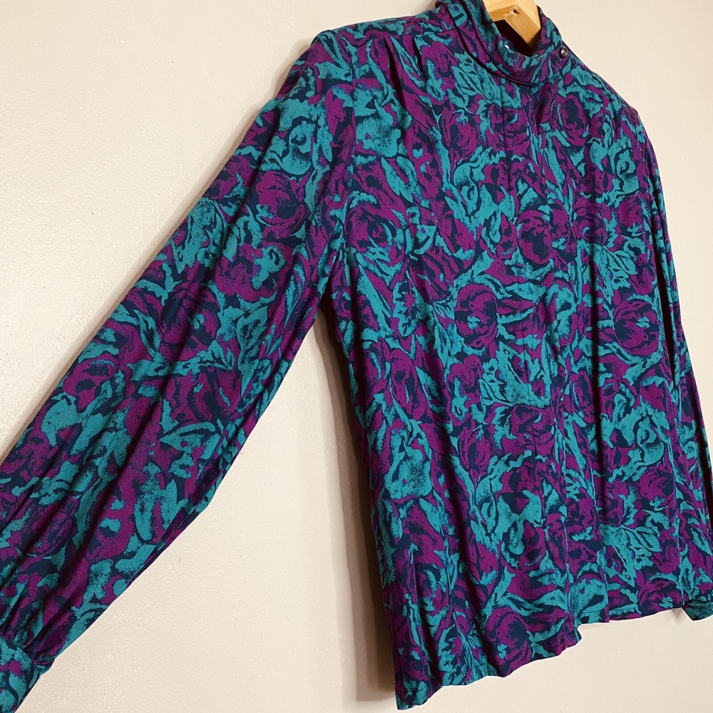 Country Sophisticates by Pendleton Blouse Button Up Abstract Floral size 10 - Picture 7 of 16